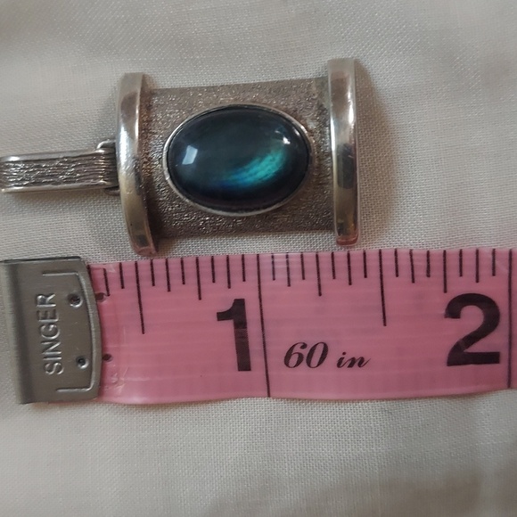 Vintage Oval  Labradorite Art Nouveau Sterling Silver Pendant 830 - Picture 4 of 14